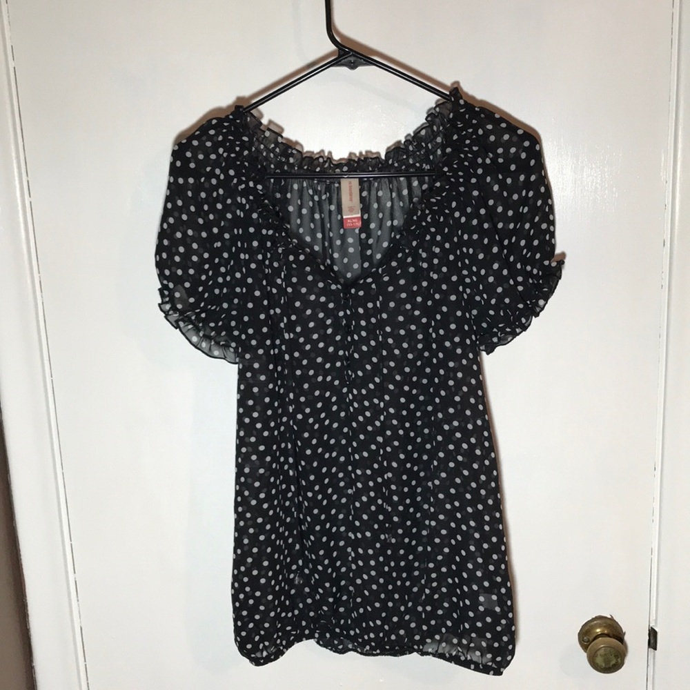 Sheer polka dotted top